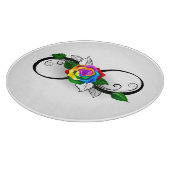 Oneindigheidssymbool met regenboogroos snijplank (Hoek)
