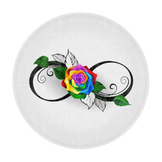 Oneindigheidssymbool met regenboogroos snijplank (Voorkant)