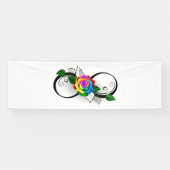 Oneindigheidssymbool met regenboogroos spandoek (Horizontaal)