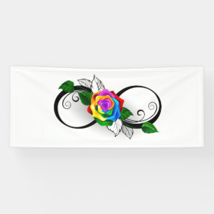 Oneindigheidssymbool met regenboogroos spandoek