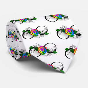 Oneindigheidssymbool met regenboogroos stropdas