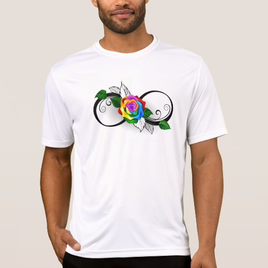 Oneindigheidssymbool met regenboogroos t-shirt (Voorkant)