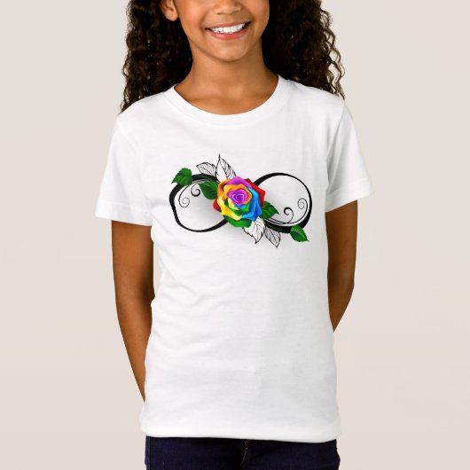Oneindigheidssymbool met regenboogroos t-shirt (Voorkant)