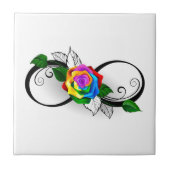 Oneindigheidssymbool met regenboogroos tegeltje (Voorkant)