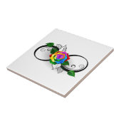 Oneindigheidssymbool met regenboogroos tegeltje (Zijkant)
