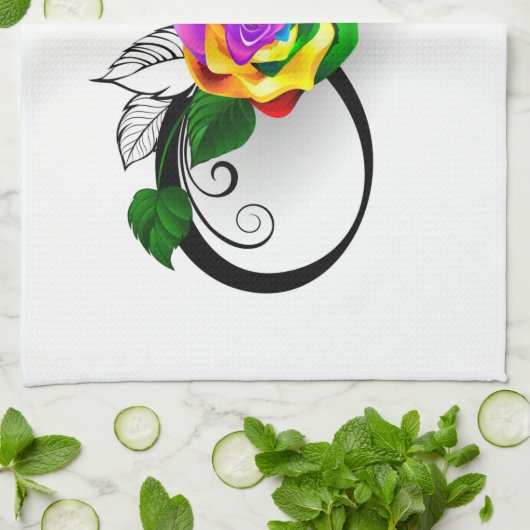 Oneindigheidssymbool met regenboogroos theedoek (Gevouwen)