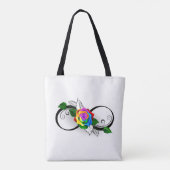 Oneindigheidssymbool met regenboogroos tote bag (Achterkant)
