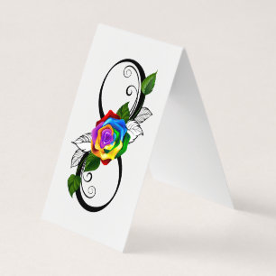 Oneindigheidssymbool met regenboogroos visitekaartje