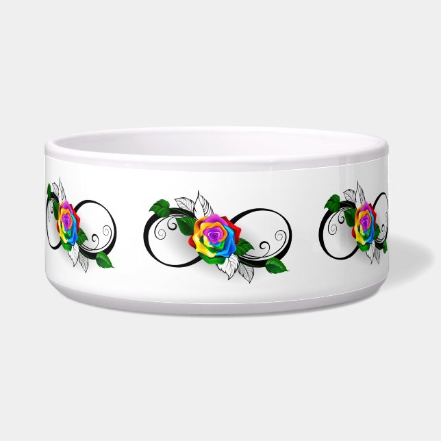 Oneindigheidssymbool met regenboogroos voerbakje (Voorkant)