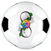 Oneindigheidssymbool met regenboogroos voetbal (Gedraaid)