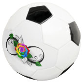 Oneindigheidssymbool met regenboogroos voetbal (Drie kwart)
