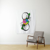 Oneindigheidssymbool met regenboogroos wandkleed (In situ)