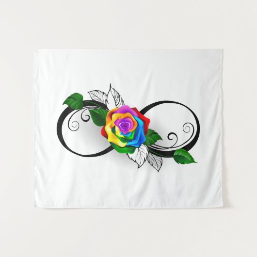 Oneindigheidssymbool met regenboogroos wandkleed (Voorkant (horizontaal))