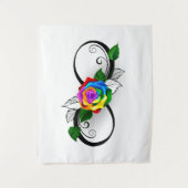 Oneindigheidssymbool met regenboogroos wandkleed (Voorkant)