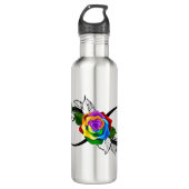 Oneindigheidssymbool met regenboogroos waterfles  (Voorkant)