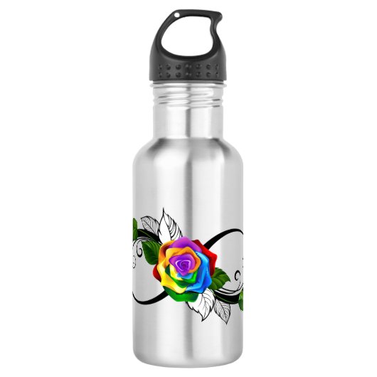 Oneindigheidssymbool met regenboogroos waterfles  (Voorkant)