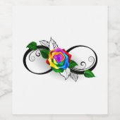 Oneindigheidssymbool met regenboogroos wijn etiket (Enkel label)