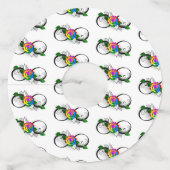 Oneindigheidssymbool met regenboogroos wijnglaslabel (Achterkant)