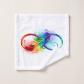 Oneindigheidssymbool met regenboogveer bad handdoek (Wasdoekje)