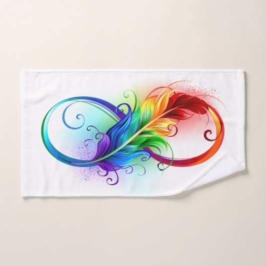 Oneindigheidssymbool met regenboogveer bad handdoek (Handdoek)