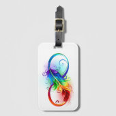 Oneindigheidssymbool met regenboogveer bagagelabel (Voorkant (verticaal))