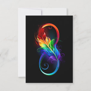 Oneindigheidssymbool met regenboogveer bedankkaart