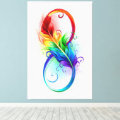 Oneindigheidssymbool met regenboogveer canvas afdruk (Insitu (Houten vloer))