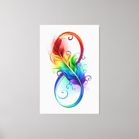 Oneindigheidssymbool met regenboogveer canvas afdruk (Voorkant)