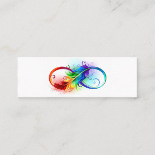 Oneindigheidssymbool met regenboogveer contactkaartje