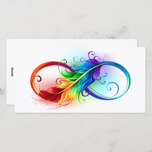 Oneindigheidssymbool met regenboogveer feestdagenkaart (Voorkant / Achterkant)