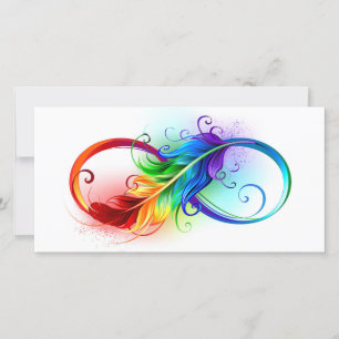 Oneindigheidssymbool met regenboogveer feestdagenkaart
