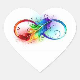 Oneindigheidssymbool met regenboogveer hart sticker