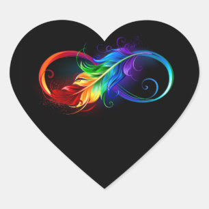 Oneindigheidssymbool met regenboogveer hart sticker