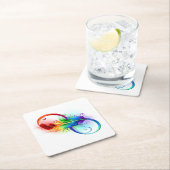 Oneindigheidssymbool met regenboogveer kartonnen onderzetters (Insitu)