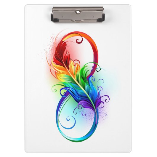 Oneindigheidssymbool met regenboogveer klembord (Voorkant)