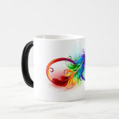 Oneindigheidssymbool met regenboogveer magische mok (Voorkant links)