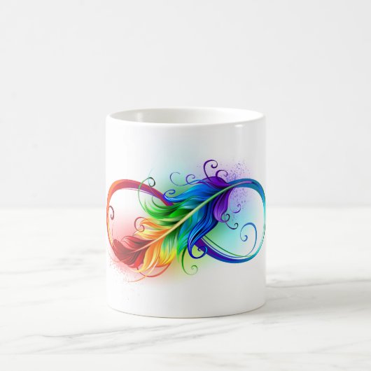 Oneindigheidssymbool met regenboogveer magische mok (Center)
