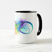 Oneindigheidssymbool met regenboogveer mok (Voorkant rechts)