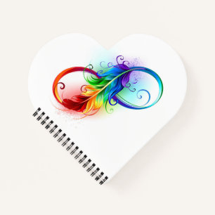 Oneindigheidssymbool met regenboogveer notitieboek