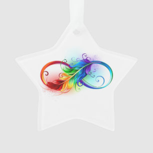 Oneindigheidssymbool met regenboogveer ornament