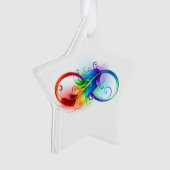 Oneindigheidssymbool met regenboogveer ornament (voorkant)