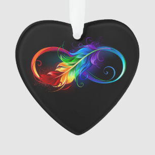 Oneindigheidssymbool met regenboogveer ornament