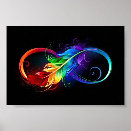 Oneindigheidssymbool met regenboogveer poster (Voorkant)