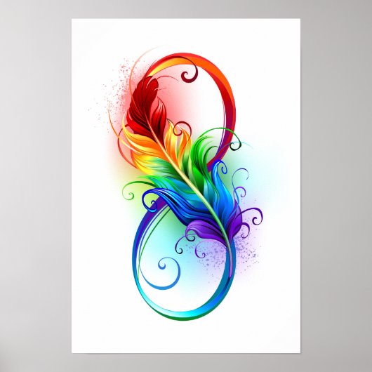 Oneindigheidssymbool met regenboogveer poster (Voorkant)