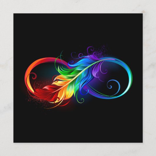 Oneindigheidssymbool met regenboogveer programmakaart (Voorkant)