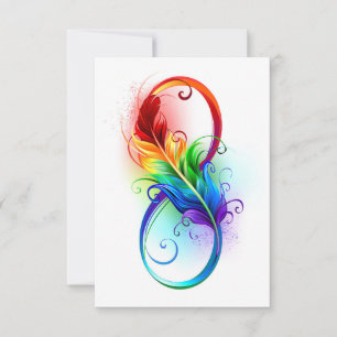 Oneindigheidssymbool met regenboogveer RSVP kaartje