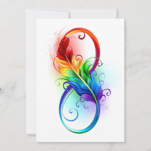 Oneindigheidssymbool met regenboogveer save the date