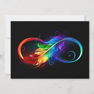 Oneindigheidssymbool met regenboogveer save the date