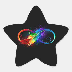Oneindigheidssymbool met regenboogveer ster sticker