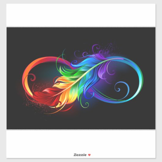 Oneindigheidssymbool met regenboogveer sticker (Vel)